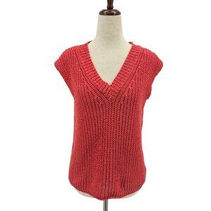 Velvet by Graham & Spencer Womens XS Naya Sweater Top Chunky Knit V-neck Pink